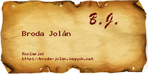 Broda Jolán névjegykártya
